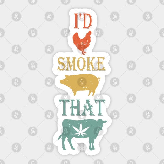 Funny Farm Animals I'd Smoke That Sticker by WassilArt